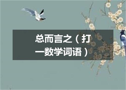 总而言之（打一数学词语）