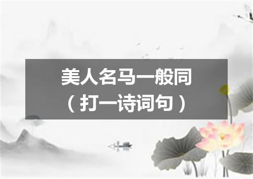 美人名马一般同（打一诗词句）