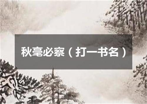 秋毫必察（打一书名）