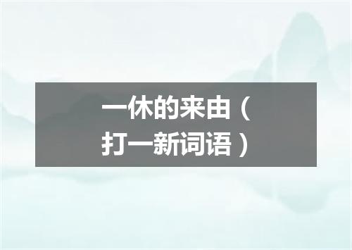 一休的来由（打一新词语）