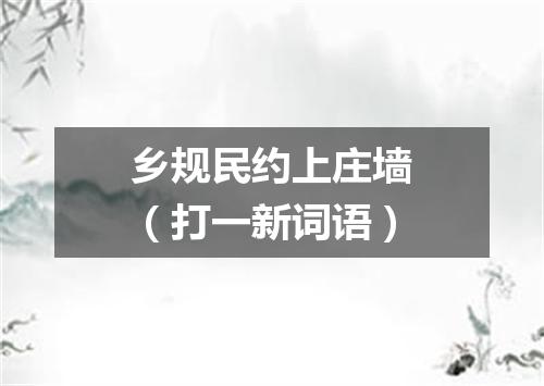 乡规民约上庄墙（打一新词语）