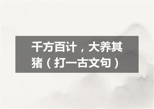 千方百计，大养其猪（打一古文句）