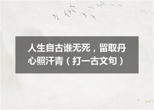 人生自古谁无死，留取丹心照汗青（打一古文句）
