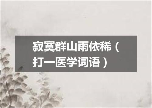 寂寞群山雨依稀（打一医学词语）