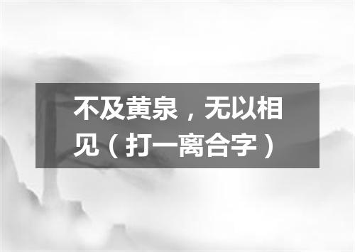 不及黄泉，无以相见（打一离合字）