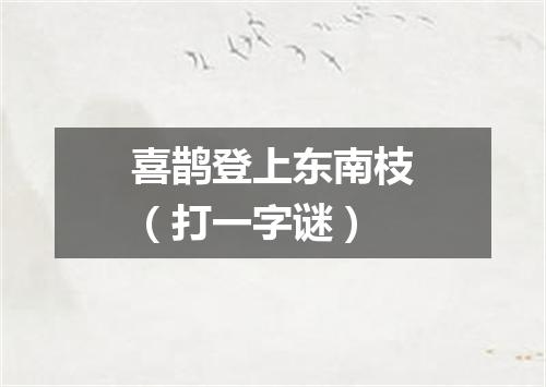 喜鹊登上东南枝（打一字谜）