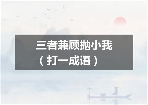三者兼顾抛小我（打一成语）