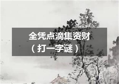 全凭点滴集资财（打一字谜）