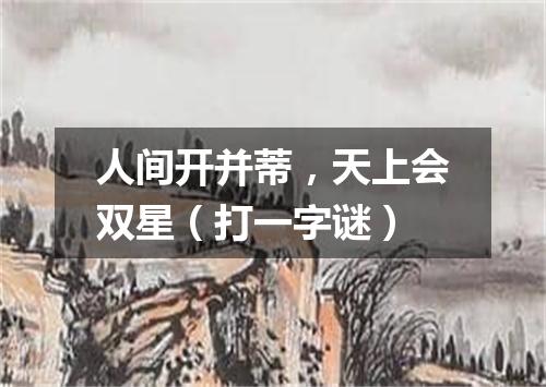 人间开并蒂，天上会双星（打一字谜）