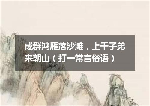 成群鸿雁落沙滩，上千子弟来朝山（打一常言俗语）