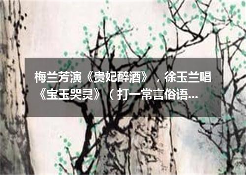 梅兰芳演《贵妃醉酒》，徐玉兰唱《宝玉哭灵》（打一常言俗语）