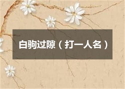 白驹过隙（打一人名）