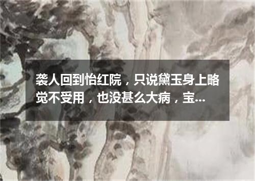 袭人回到怡红院，只说黛玉身上略觉不受用，也没甚么大病，宝玉才放了心（打一报刊名）
