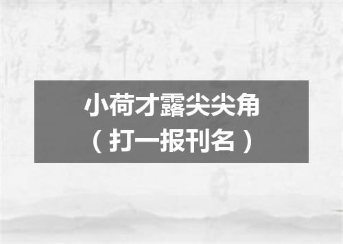 小荷才露尖尖角（打一报刊名）