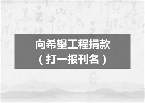 向希望工程捐款（打一报刊名）