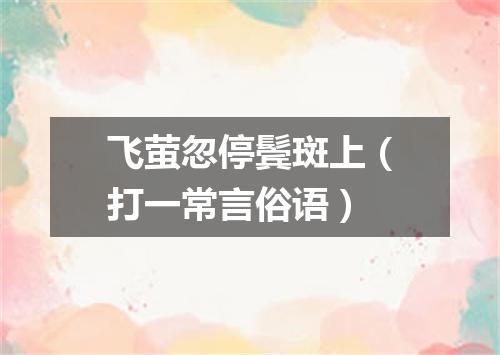 飞萤忽停鬓斑上（打一常言俗语）