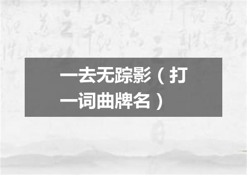 一去无踪影（打一词曲牌名）