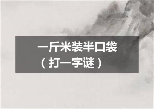 一斤米装半口袋（打一字谜）
