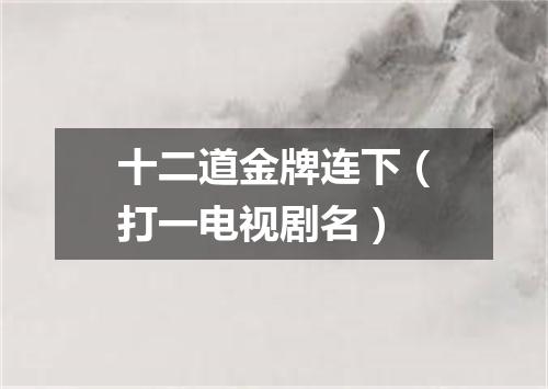 十二道金牌连下（打一电视剧名）
