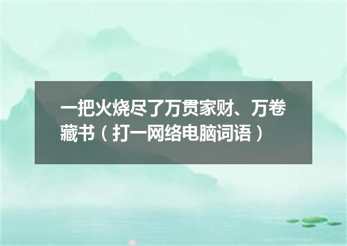 一把火烧尽了万贯家财、万卷藏书（打一网络电脑词语）