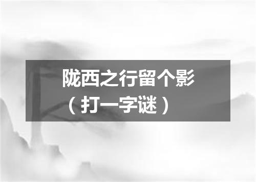 陇西之行留个影（打一字谜）