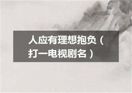 人应有理想抱负（打一电视剧名）