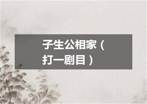 子生公相家（打一剧目）