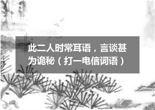 此二人时常耳语，言谈甚为诡秘（打一电信词语）