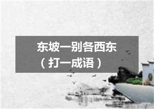 东坡一别各西东（打一成语）