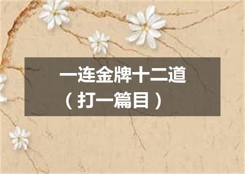 一连金牌十二道（打一篇目）