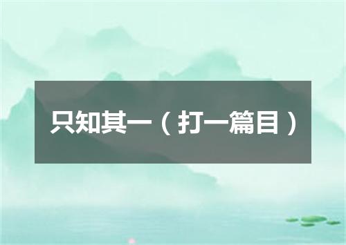 只知其一（打一篇目）