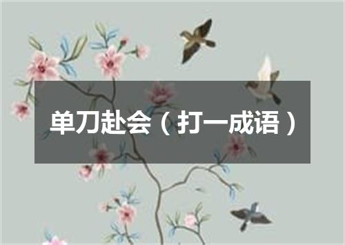 单刀赴会（打一成语）