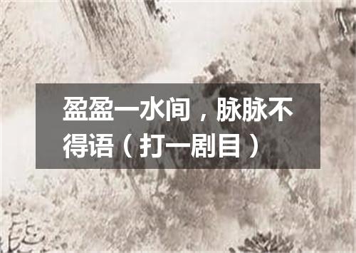 盈盈一水间，脉脉不得语（打一剧目）