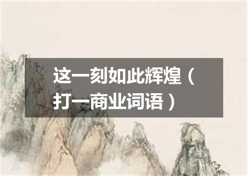这一刻如此辉煌（打一商业词语）