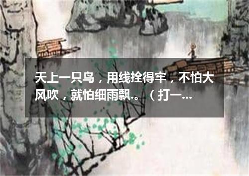 天上一只鸟，用线拴得牢，不怕大风吹，就怕细雨飘.。（打一玩具）