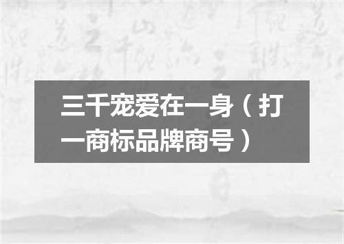 三千宠爱在一身（打一商标品牌商号）
