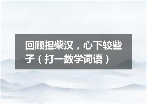 回顾担柴汉，心下较些子（打一数学词语）