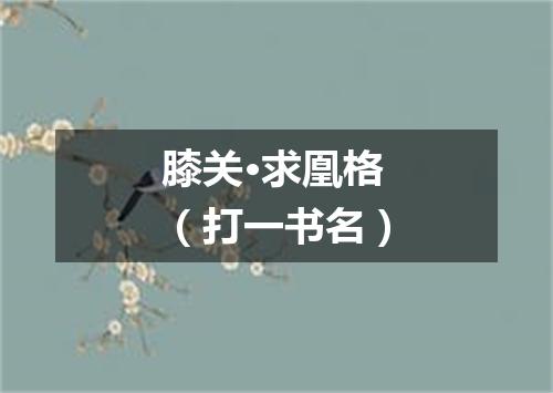 膝关·求凰格（打一书名）