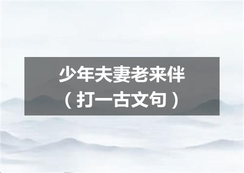 少年夫妻老来伴（打一古文句）