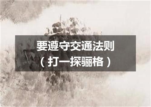 要遵守交通法则（打一探骊格）