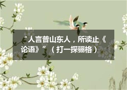 “人言普山东人，所读止《论语》”（打一探骊格）