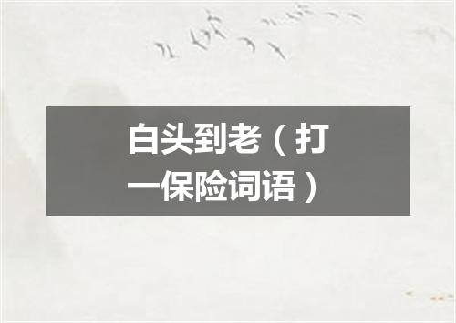 白头到老（打一保险词语）