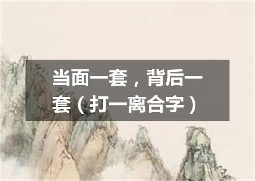 当面一套，背后一套（打一离合字）
