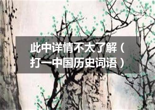 此中详情不太了解（打一中国历史词语）