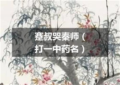 蹇叔哭秦师（打一中药名）