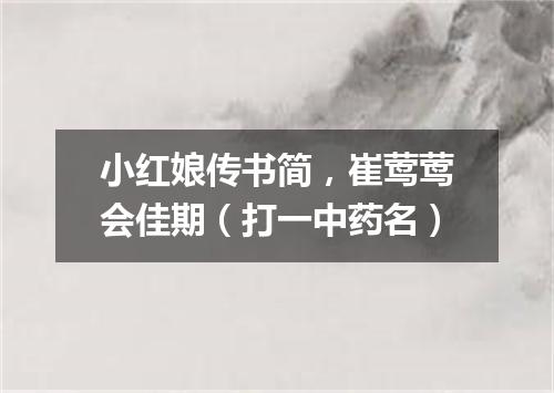 小红娘传书简，崔莺莺会佳期（打一中药名）