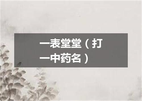 一表堂堂（打一中药名）