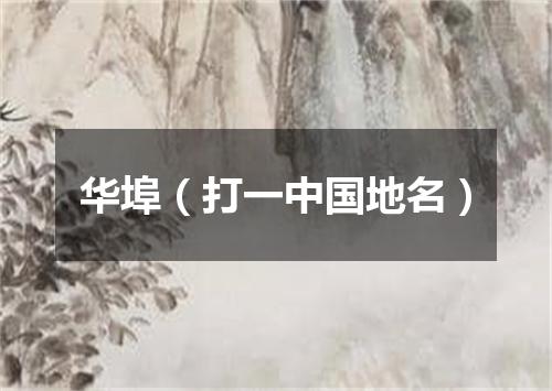 华埠（打一中国地名）
