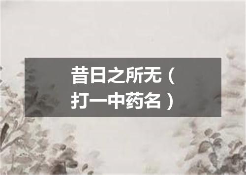 昔日之所无（打一中药名）
