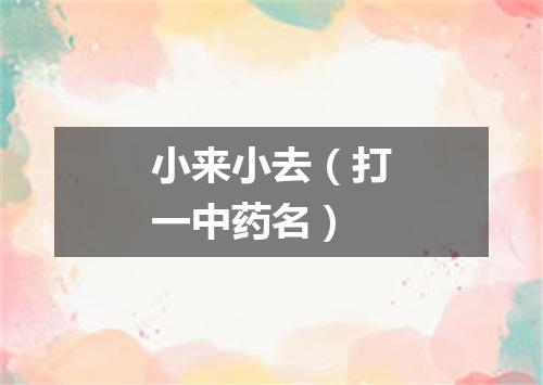 小来小去（打一中药名）